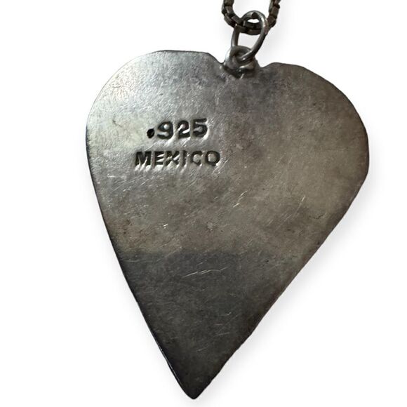 Mother Of Pearl Abalone Inlay Doublet Sterling Silver Necklace Heart Pendant - Picture 3 of 3